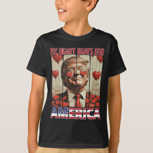 Mitt hjärta slår för Amerika Trump Alla hjärtans d T Shirt