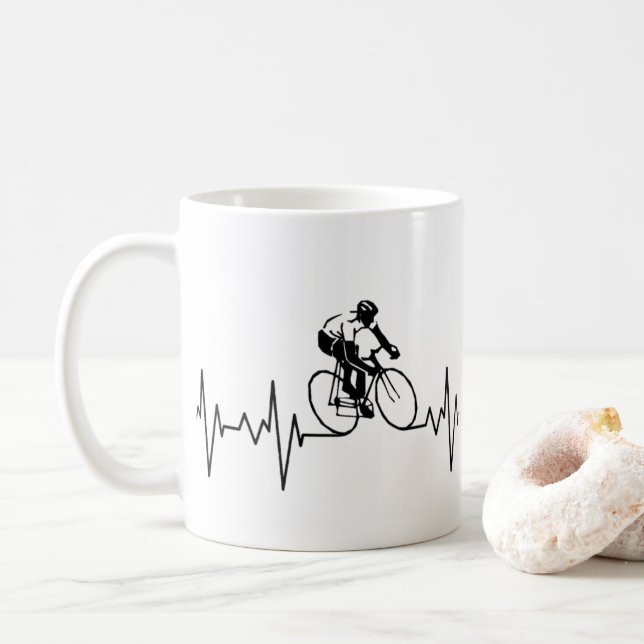 Mitt hjärta slår för cykling. kaffemugg (Med munk)