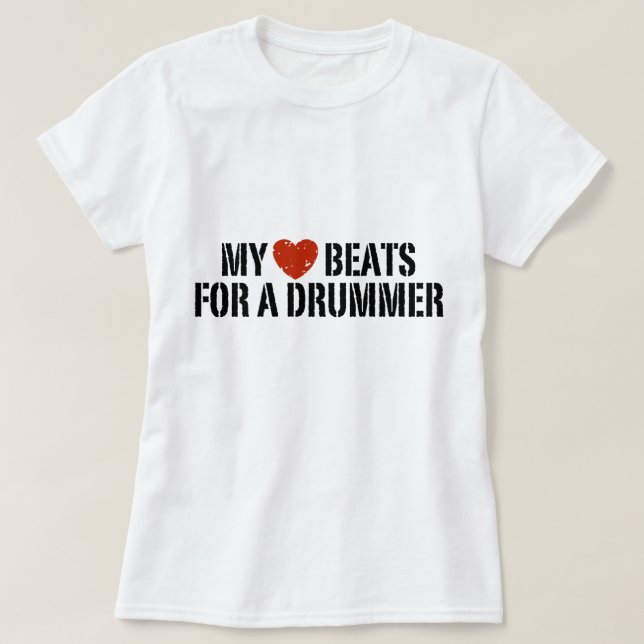 Mitt hjärta slår för en drummer tee (Design framsida)