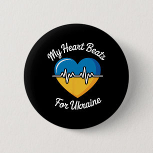 Mitt hjärta slår för Ukraina Hjärtat Ukrainsk flag Knapp