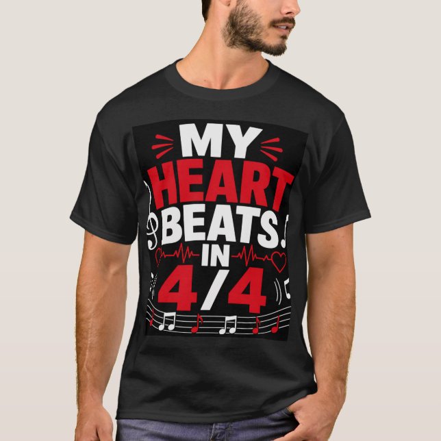Mitt hjärta slår i 4/4 t shirt (Framsida)