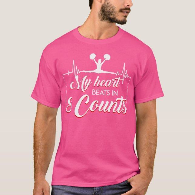 Mitt hjärta slår i åtta Coolor som säger Cheerlead T Shirt (Framsida)