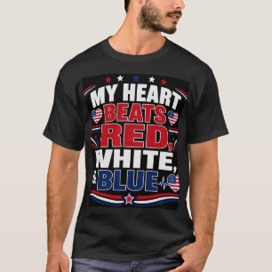 Mitt hjärta slår rött vitt & blått t shirt