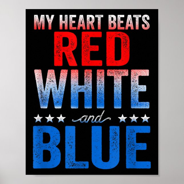 Mitt hjärta slår rött vitt och blått Amerikansk fl Poster (Framsidan)