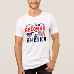 Mitt hjärta tillhör Amerika - Fosterländsk kärlek- T Shirt