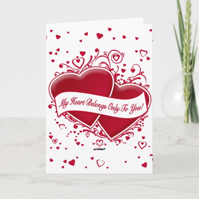 Mitt hjärta Tillhör bara till dig! Red Hearts Helgkort (Framsida)