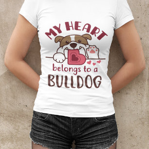 Mitt hjärta-Tillhör till en Bulldog T-Shirt