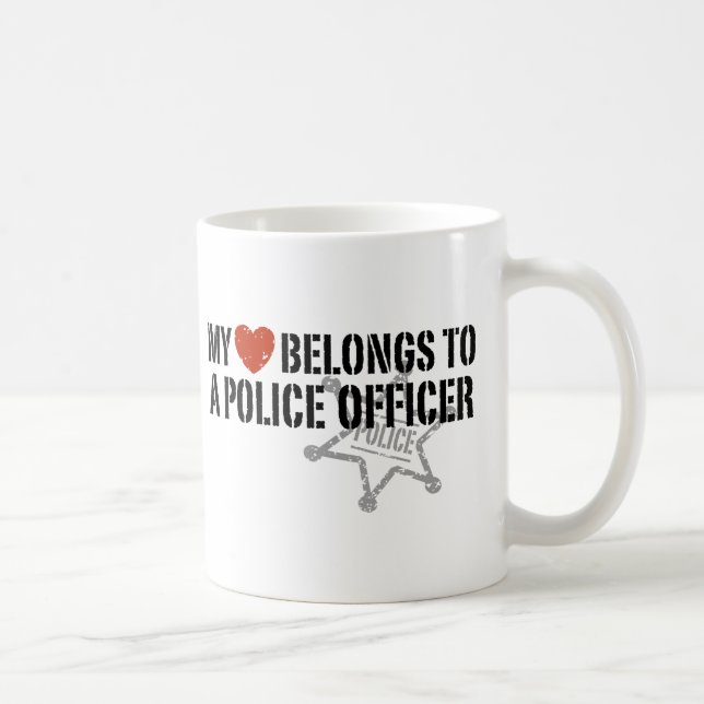 Mitt hjärta Tillhör till en polis Kaffemugg (Höger)