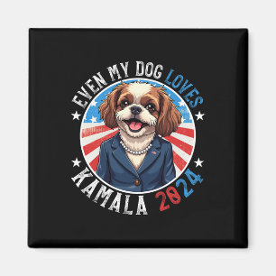 Mitt Hund Kamala 2024 Shih Tzu Älskare Funny Camp Magnet