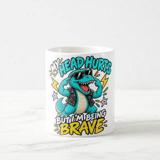 Mitt huvud gör ont men jag är modig Rolig Rock T-R Kaffemugg