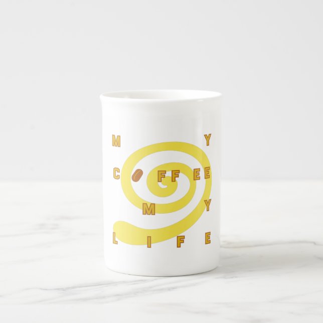 Mitt kaffe mitt liv Espresso Kopp Benporslin Mugg (Framsidan)