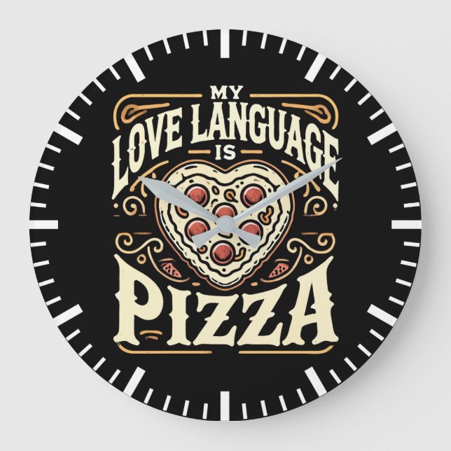 Mitt Kärlek-språk är Pizza - Lusnyj Foodie Valenti Stor Klocka (Framsida)