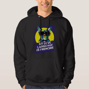 Mitt kärleksspråk är Frenchie Rescue Dog Fransk Bu Hoodie