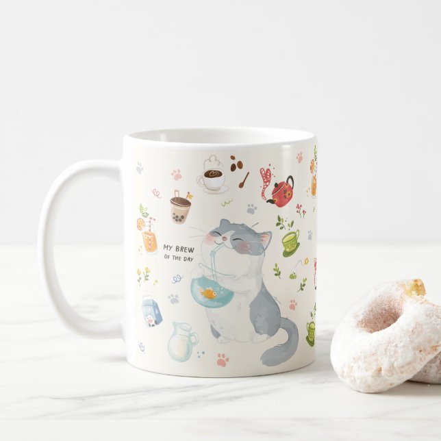 Mitt kattbrygga på dagen kaffemugg (Med munk)