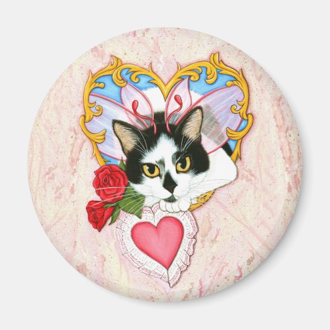 Mitt Kattdjur Valentine Cat Magnet (Framsidan)