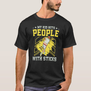 Mitt Kid träffar folk med sticks Lacrosse Player L T Shirt