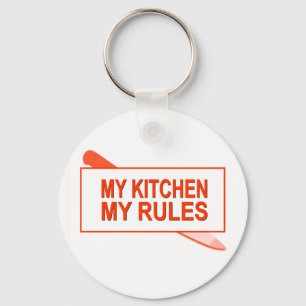 Mitt kök. Min regler. Rolig design för kökchef Nyckelring