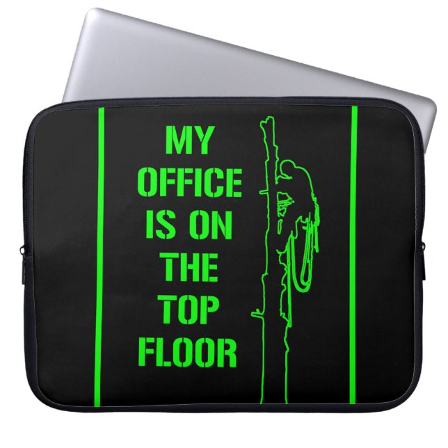 "Mitt kontor ligger på översta golv"-grönten Laptop Fodral (Framsidan)
