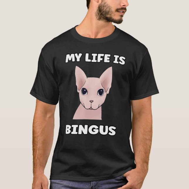 Mitt liv är bingus meme cat t shirt (Framsida)