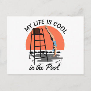 Mitt liv är coolt i poolen - Perfekt simdesign Vykort