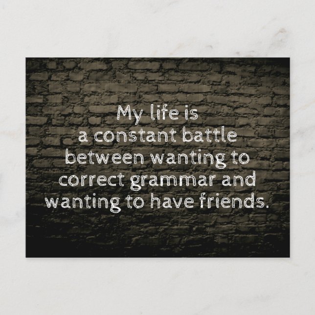 Mitt liv är ett ständigt skämt. vykort (Framsida)