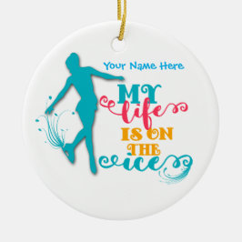 Mitt liv är på iskonståkningprydnaden julgransprydnad keramik