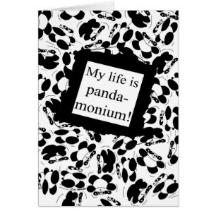 Mitt liv är pandaen-monium - svarten & vit hälsningskort
