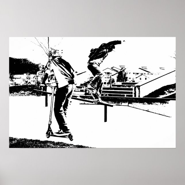 Mitt liv är Skateboarding och Scootering Poster (Framsidan)