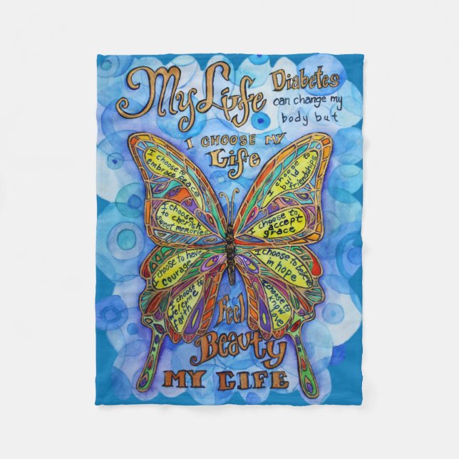Mitt liv, mitt val Diabetes Anpassningsbar Blanket Fleecefilt (Framsidan)