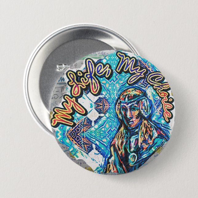 Mitt liv, mitt val. Princess-lik kvinna & Fractal Knapp (Framsida & baksida)