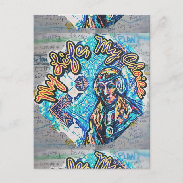 Mitt liv, mitt val. Princess-lik kvinna & Fractal Vykort (Framsida)