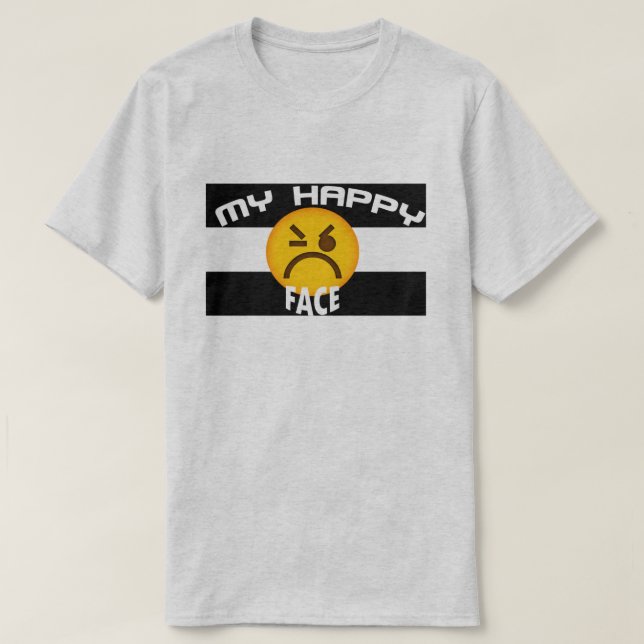Mitt Lycklig Ansikte, Funny Grumpy Emoji Slogan Gr T Shirt (Design framsida)