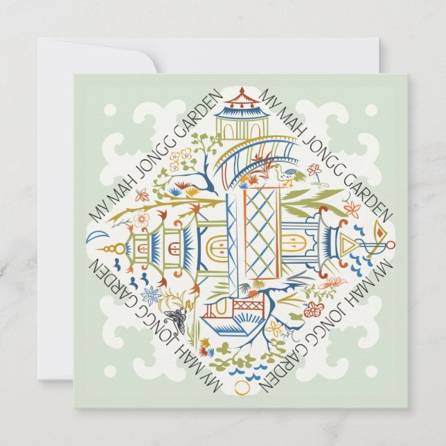 Mitt Mah Jongg Garden Flat Card Inbjudningar (Framsida)