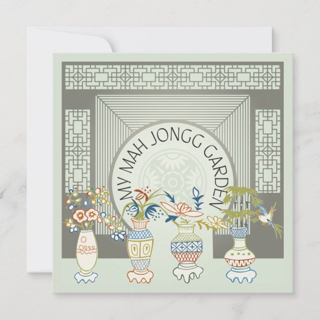 Mitt Mah Jongg Garden Flat Card Inbjudningar (Framsida)
