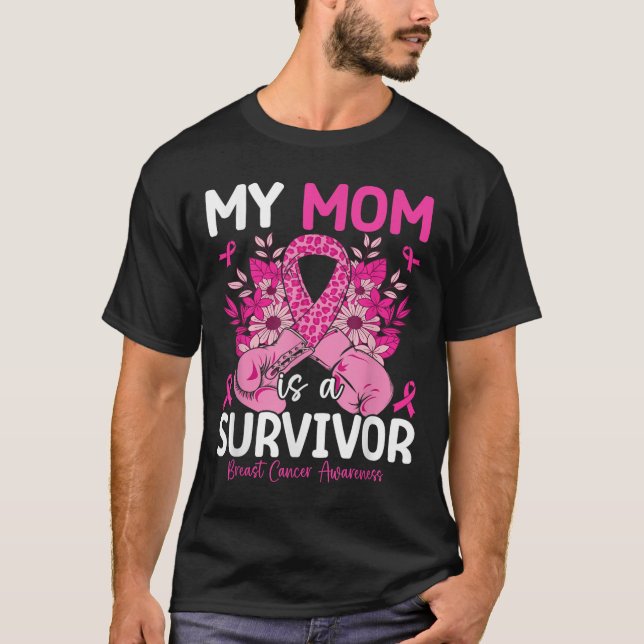 Mitt Mamma är ett överlevnadsstöd för bröstcancer T Shirt (Framsida)
