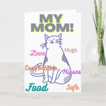 Mitt mamma ett mors dag-kort för katt till mamma