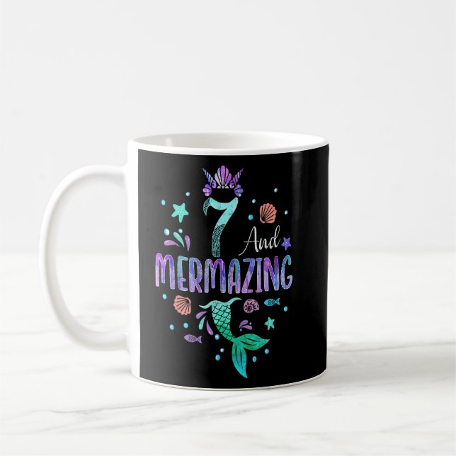 Mitt mermaiserande 7:e-Sjöjungfru Flicka 7 Kaffemugg (Vänster)