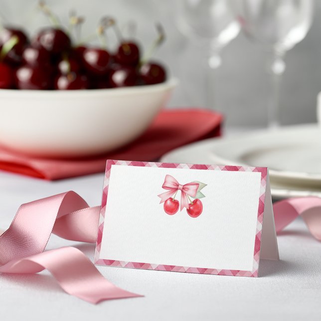 Mitt monteringskort för Cherry Baby Shower Placeringskort (Cherry Themed Tent Card)