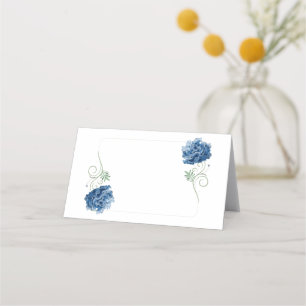 Mitt Namn-platskort - blått Hydrangeas-platskort Placeringskort