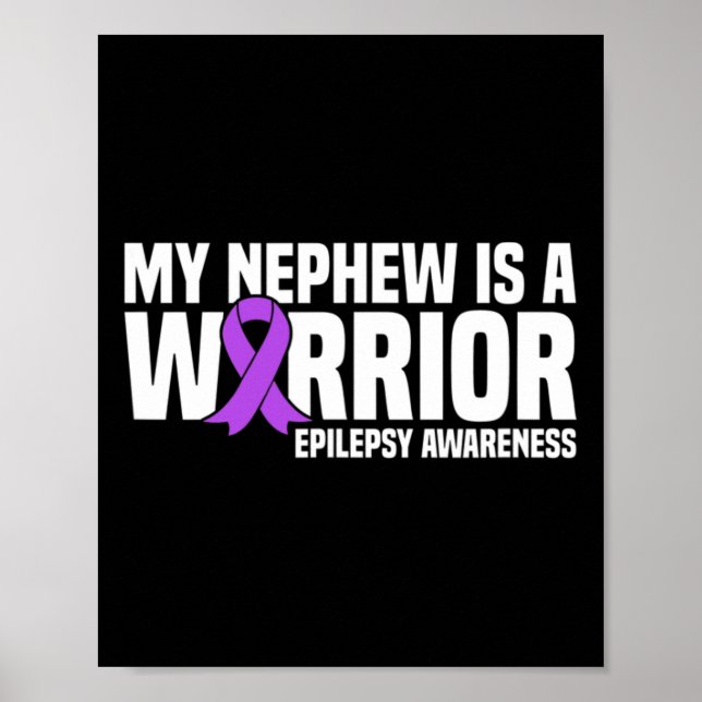 Mitt Nephew är en Warrior Lila Ribbon Epilepsy Awa Poster (Framsidan)