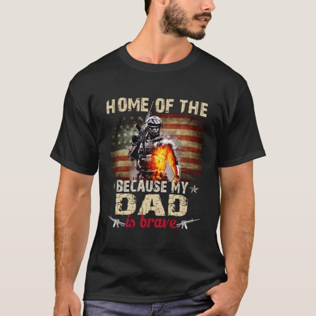 Mitt Pappa är Modigt hem för den fria armén T Shirt (Framsida)