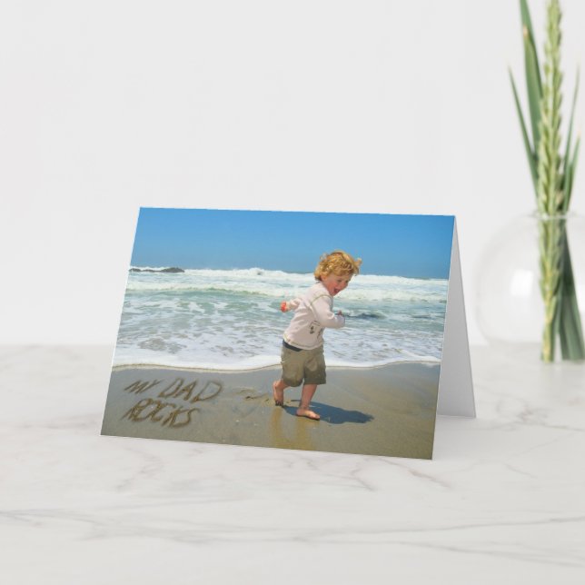 Mitt Pappa Sten! Sand Writing-Roligt på båge Kort (Framsida)