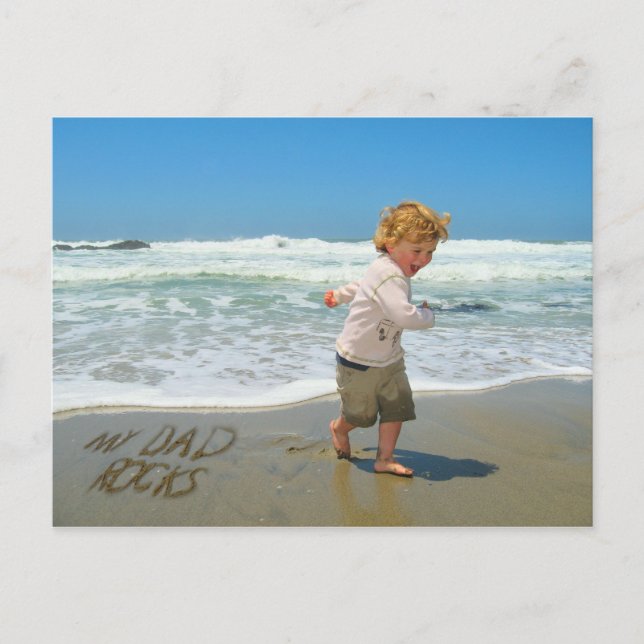 Mitt Pappa Sten! Sand Writing-Roligt på båge Vykort (Framsida)