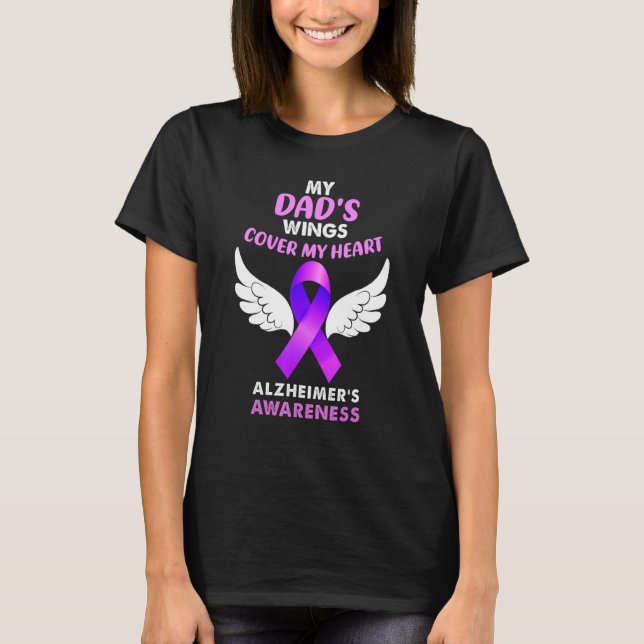 Mitt Pappor Vingar täcker min hjärt-Alzheimers med T Shirt (Framsida)
