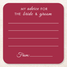 Mitt råd till bruden och brudgummen roligt Red brö Underlägg Papper Kvadrat