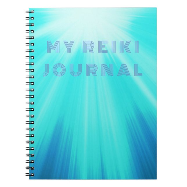 Mitt Reiki Journal med strålande ljusblå blått Anteckningsbok (Framsidan)