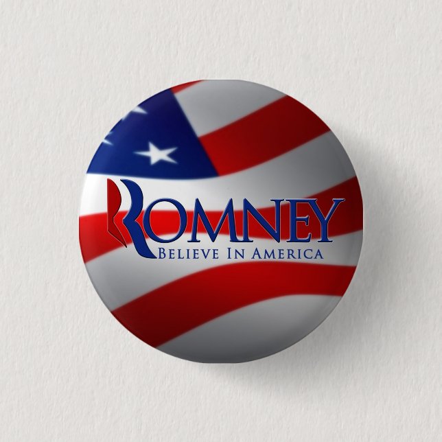 Mitt Romney knäppas klämmer fast Knapp (Framsida)