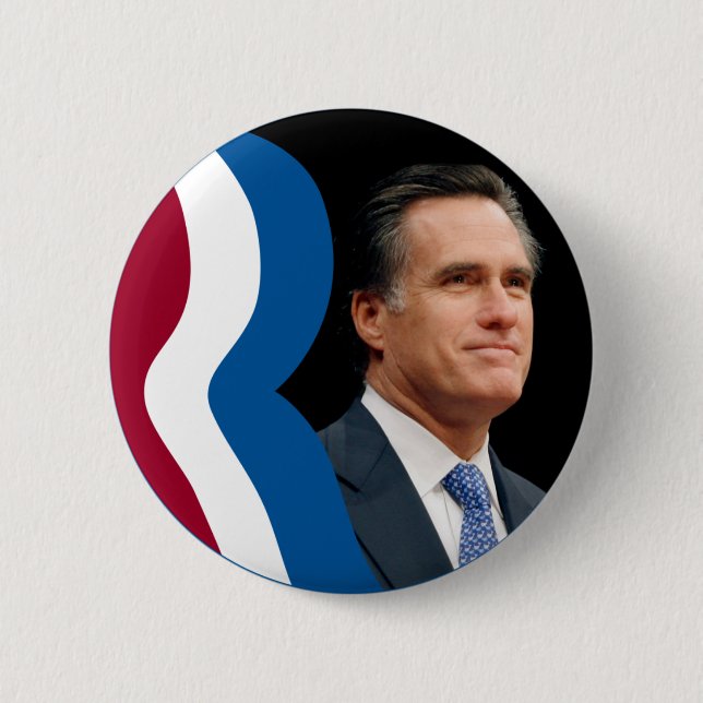 Mitt Romney "R" logotyp (cirkla - porträtt), Knapp (Framsida)
