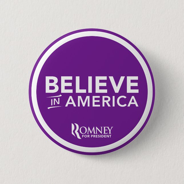 Mitt Romney tror i Amerika 2012 (lilor) Knapp (Framsida)