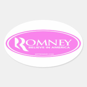 Mitt Romney tror på Amerika (Rosa Oval Sticker) Ovalt Klistermärke